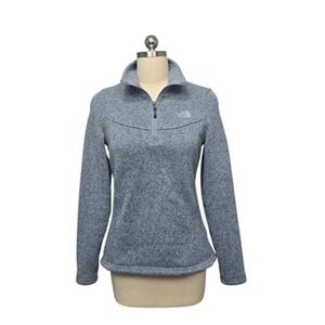 The North Face Fleece Pullover Womens Small Blue Gray‎ Quarter Zip Sweater Knit